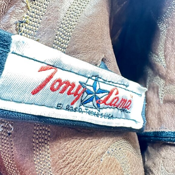 Tony Lama CZ820 Black Leather Western Boots - Men's Size 9 EE - Picture 8 of 10